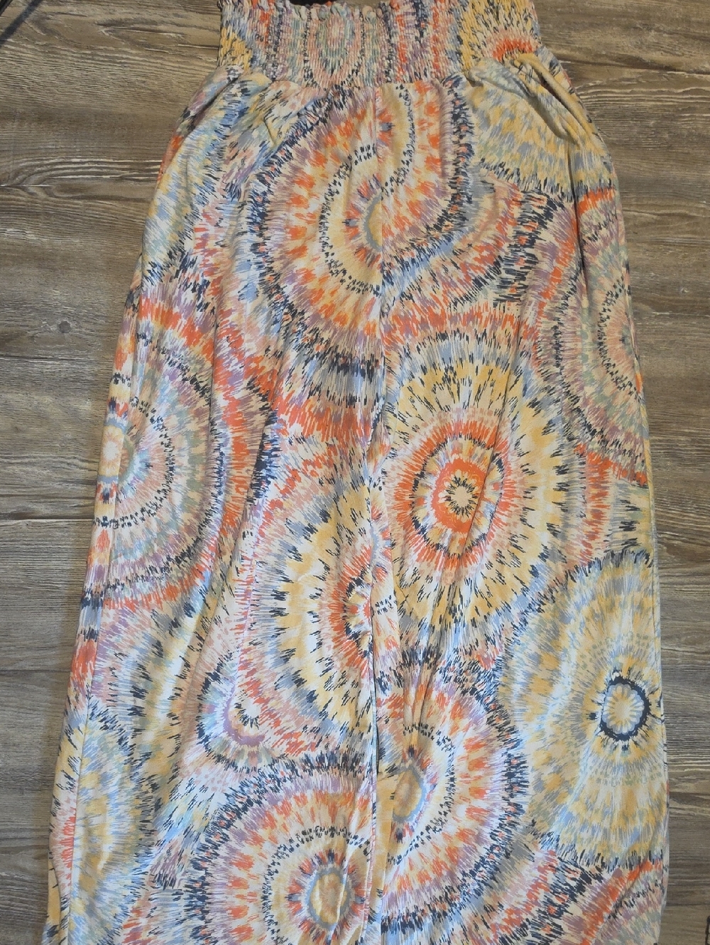 Tie-Dye Maxi Pants in Pastel Orange, Yellow & Blue